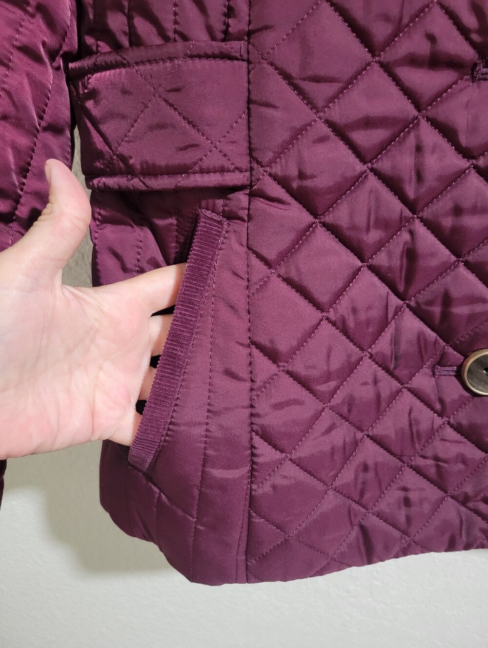 Preston & York Dark Magenta Quilted Long Sleeve Jacket Size M Lightweight Fitted - Picture 8 of 14